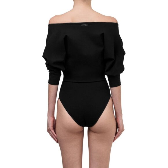 PATTON Cross Wrap Bodysuit in Black - Picture 3 of 5